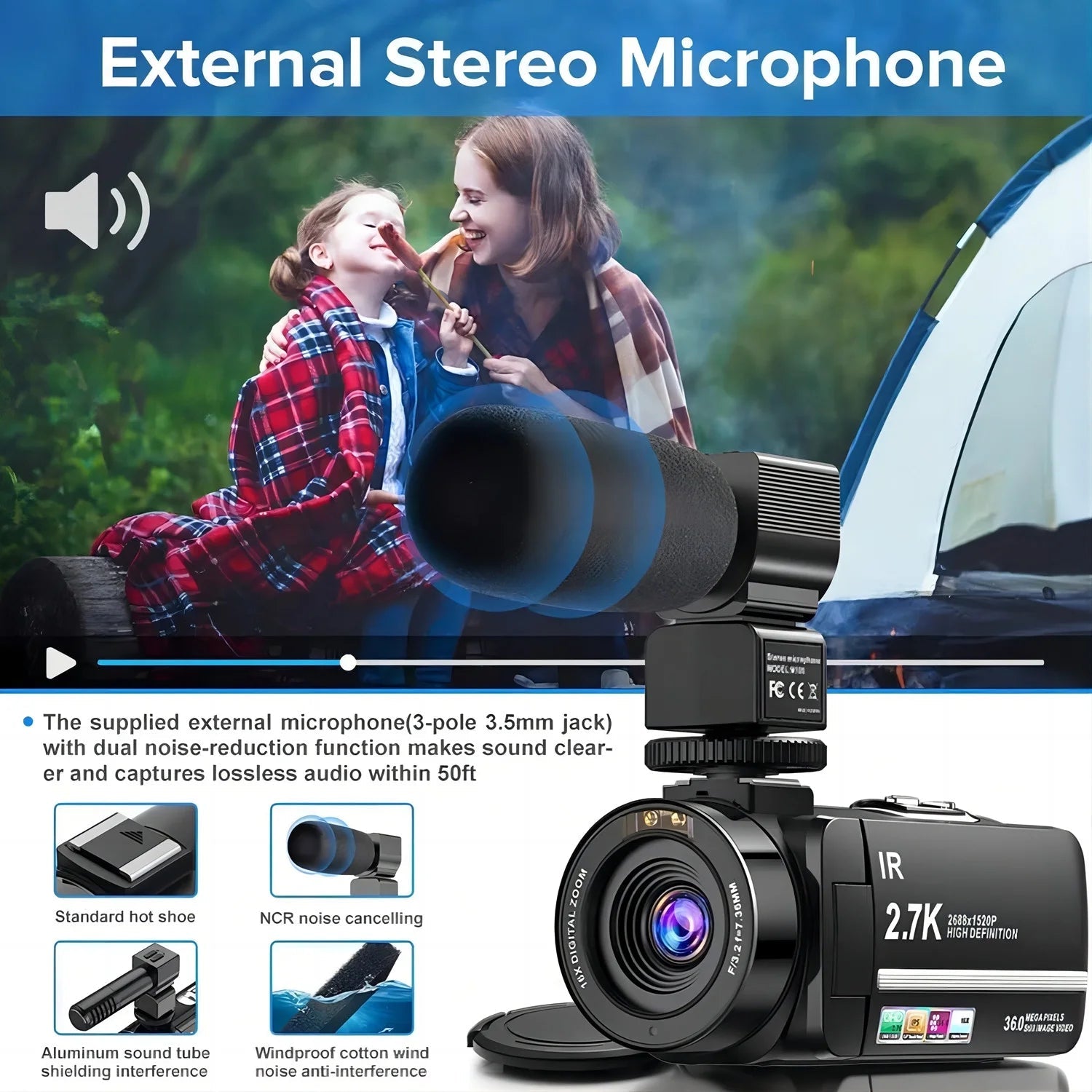 Video Camera Camcorder 4K for Youtube Vlogging Digital Camera IPS 48MP 16X Digital Zoom Camera Recorder - Techlyn