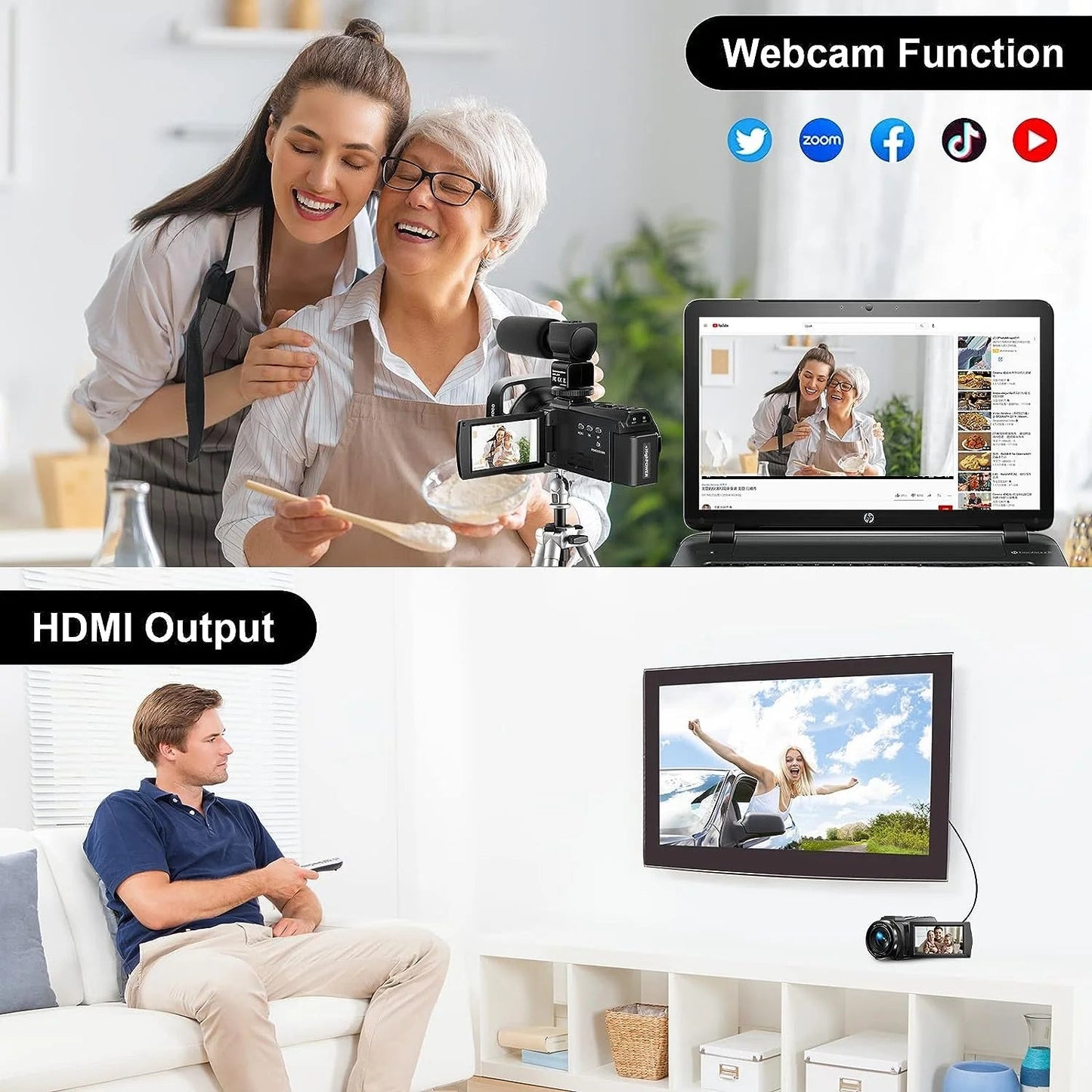 Video Camera Camcorder 4K for Youtube Vlogging Digital Camera IPS 48MP 16X Digital Zoom Camera Recorder - Techlyn