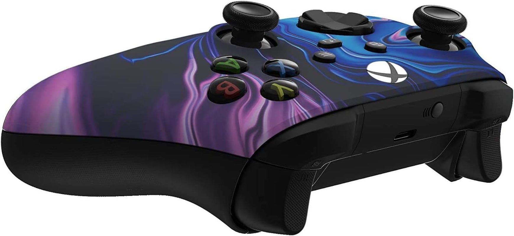 Wireless Controller for Microsoft Xbox Series X/S & Xbox One - Custom Soft Touch Feel - Custom Xbox Series X/S Controller (X/S Blue & Purple Swirl) - Techlyn