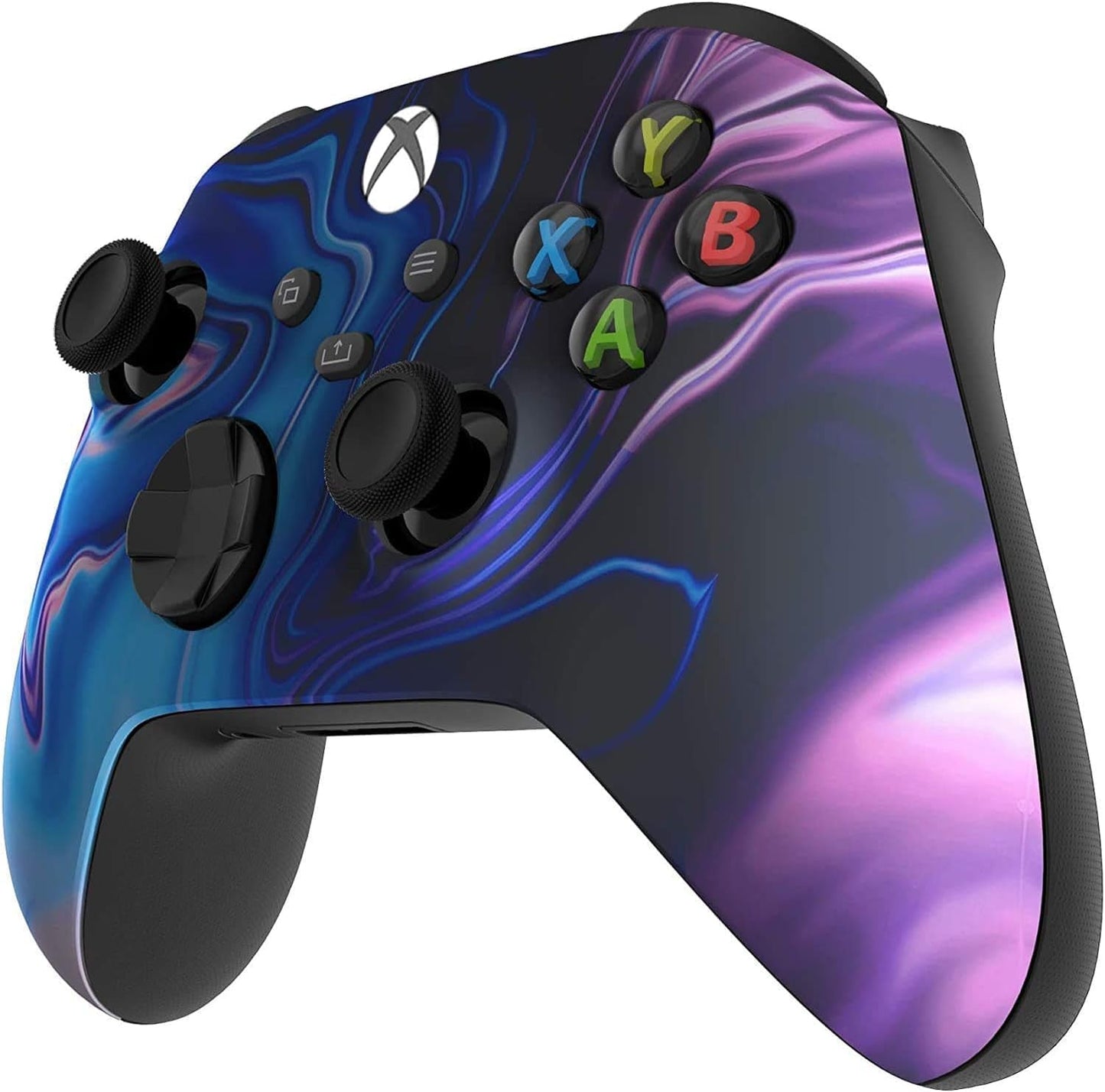 Wireless Controller for Microsoft Xbox Series X/S & Xbox One - Custom Soft Touch Feel - Custom Xbox Series X/S Controller (X/S Blue & Purple Swirl) - Techlyn