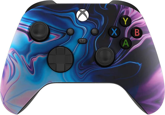 Wireless Controller for Microsoft Xbox Series X/S & Xbox One - Custom Soft Touch Feel - Custom Xbox Series X/S Controller (X/S Blue & Purple Swirl) - Techlyn