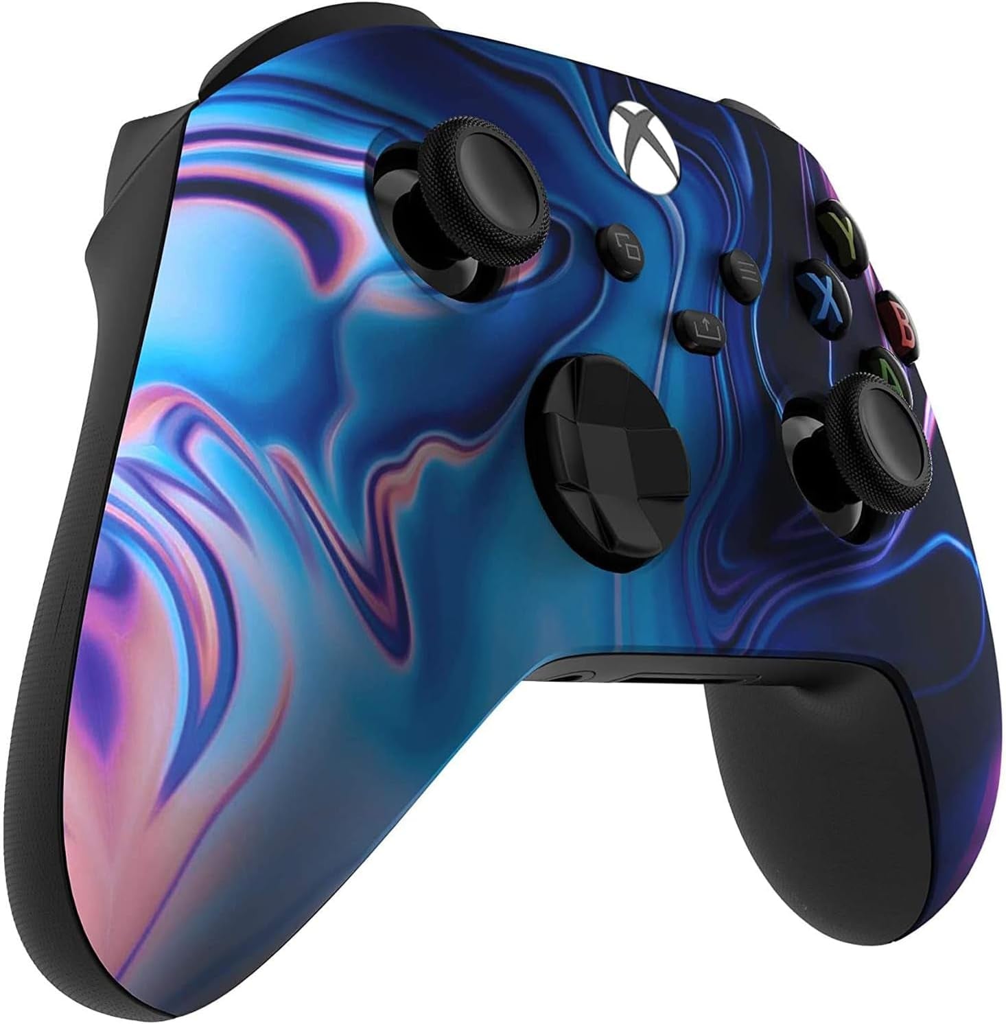 Wireless Controller for Microsoft Xbox Series X/S & Xbox One - Custom Soft Touch Feel - Custom Xbox Series X/S Controller (X/S Blue & Purple Swirl) - Techlyn