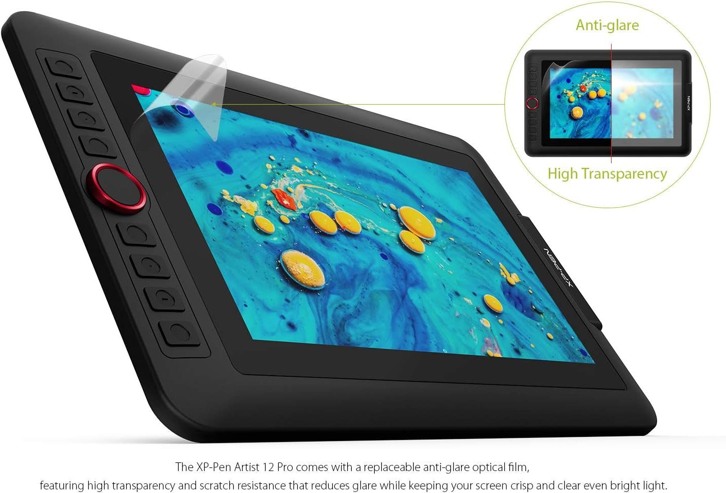 Xppen Artist12 Pro 11.6" Drawing Tablet with Screen Pen Display Full - Laminated Graphics Tablet with Tilt Function Battery - Free Stylus and 8 Shortcut Keys(8192 Levels Pen Pressure and 72% NTSC) - Techlyn